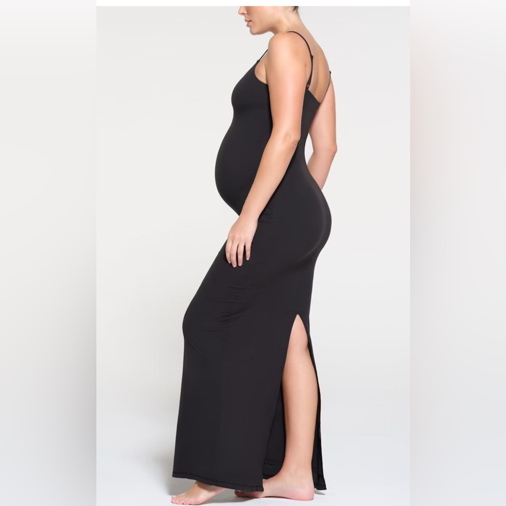 SKIMS Black Maternity Long Slip Dress
